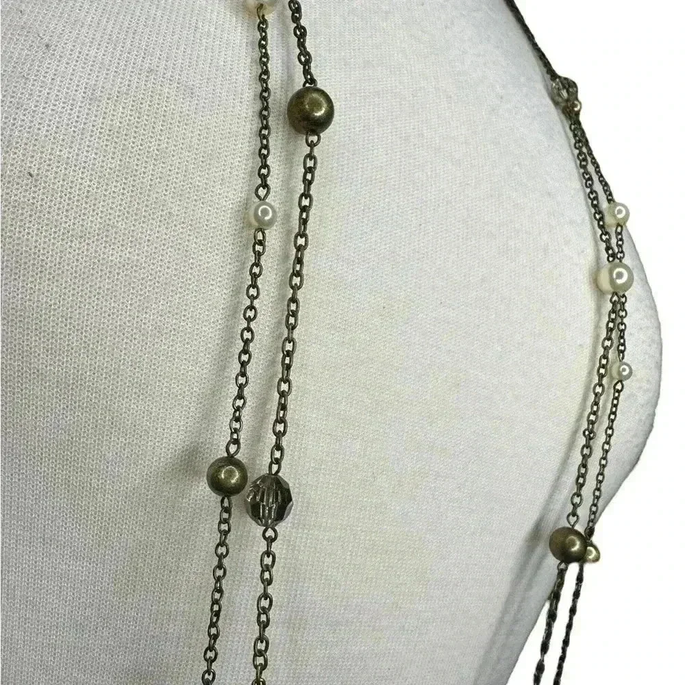 Long beaded sweater necklace women’s multi layered jewelry